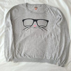 So Cute Cat Kitty Glasses Sweater